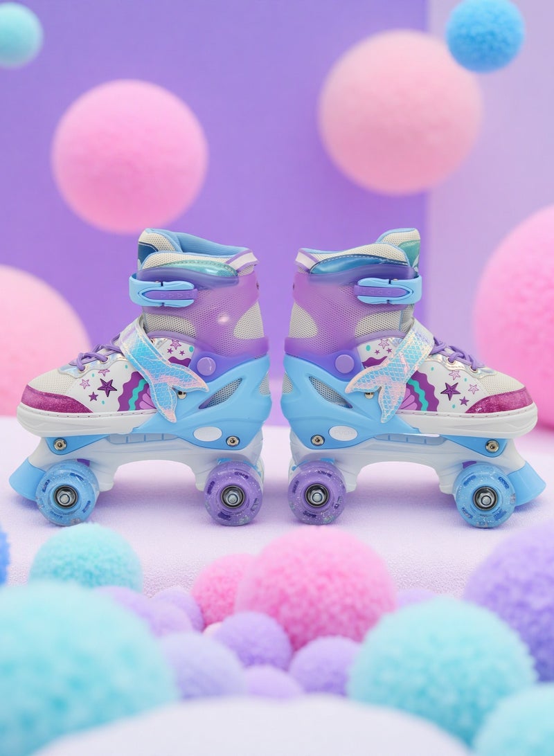 إيزي فيتشور زلاجات إيزي فيوتشر للأطفال بعجلات مضيئة، مقاس قابل للتعديل، صف مزدوج من 4 عجلات، مناسبة للأولاد والبنات في الأماكن المغلقة والمفتوحة، متوفرة بلونين ومقاسين للاختيار من بينهما، رقم 1303 - Image 5